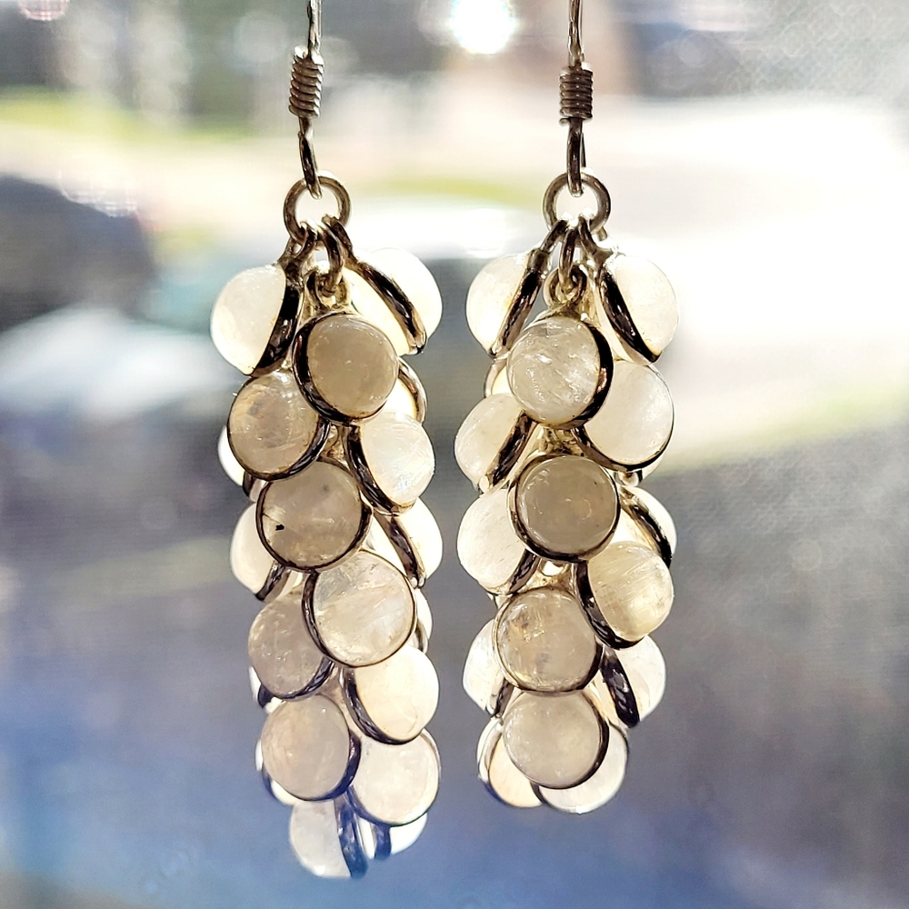 VTG Sterling Moonstone Earrings - Picture 2 of 6